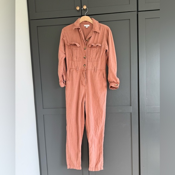 Topshop Utility Jumpsuit w/ Button Front • 2 Dusty Pink/Rust color - Picture 1 of 6